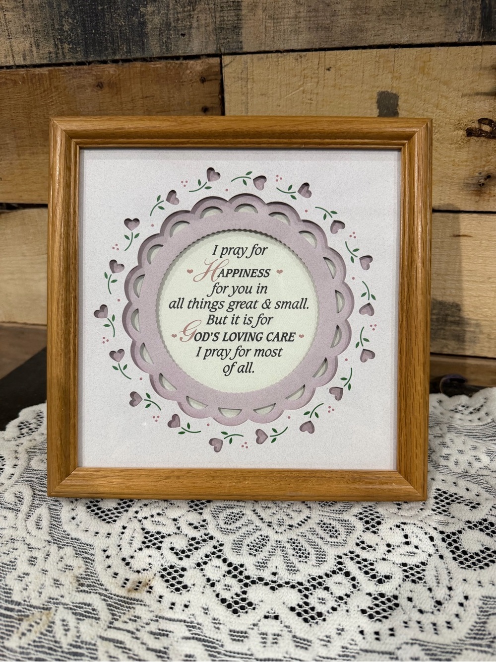 Framed Inspirational Prayer Wall Art - Pink Accent